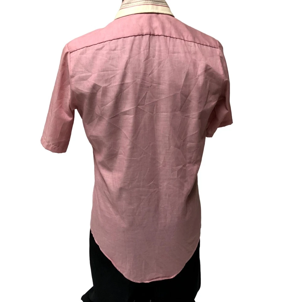 NOS Vtg 70's Manhattan Men's Pink STRIPE MoD Butterfly Collar DISCO Shirt 14 1/2 - Image 2 of 4
