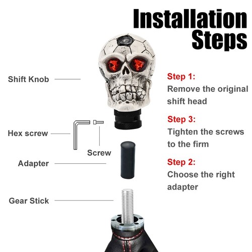 Football Shape Skull Gear Shift Knobs Resin Car Transmission Shifter Lever Head - Picture 5 of 10