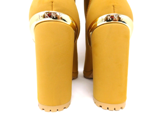 Botas para mujer DKNY botines con plataforma color tostado cremallera tacón bloque 4,5" acento dorado - Imagen 6 de 20