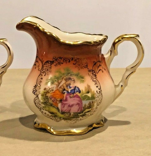 Crema y azúcar de colección WALDERSHOF Bavaria oro rosa porcelana - Imagen 3 de 12