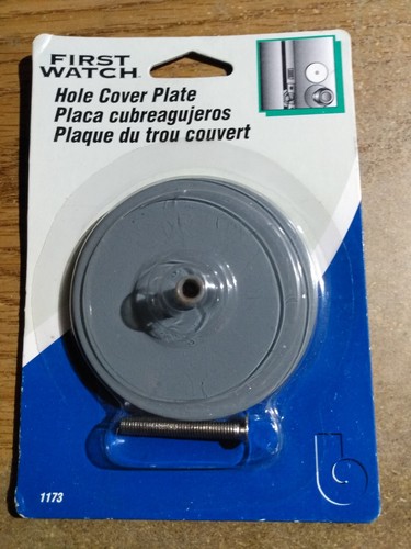 FIRST WATCH Doorknob Hole Cover Plate #1173 for 1 3/8 to 2" doors Gray Paintable - Picture 1 of 2