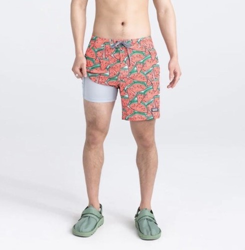Saxx Betawave 2N1 Swim Boardshort 7” W/ Lining In Mega Melons SZ 36 NWT - Picture 2 of 6