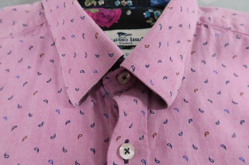 Camisa Grande Claudio Lugli Couture Rosa Cachemira Manga Larga Para Hombre - Imagen 12 de 12