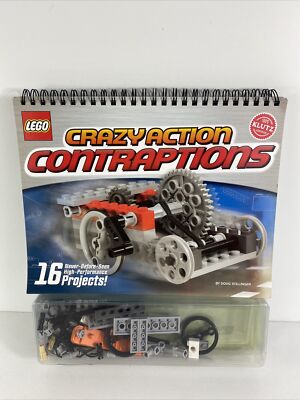 Klutz LEGO Crazy Action Contraption 16 Building Projects Kit Gears Axels 2008