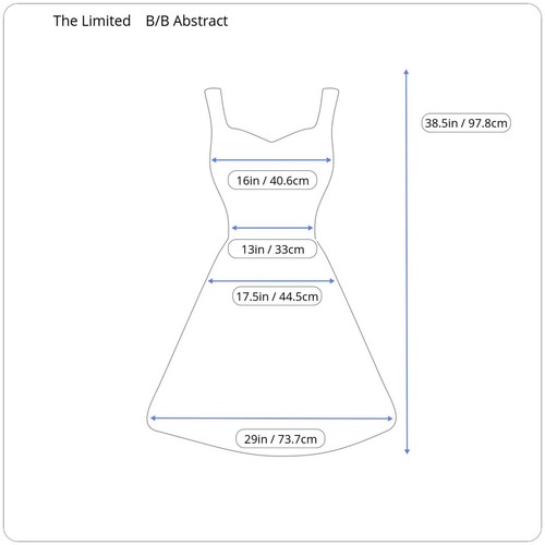 Spring Cotton Dress Blue Black Abstract Women's 0 Print Lined V Neck Belt  - Picture 4 of 12