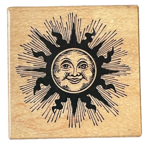 Smiling Face Sun Shine Rays Astronomy Celestial Body PSX G1471 Wood Rubber Stamp - Picture 1 of 4