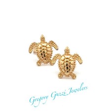 14KT. Yellow Gold Turtle Earrings 11 x 10 mm