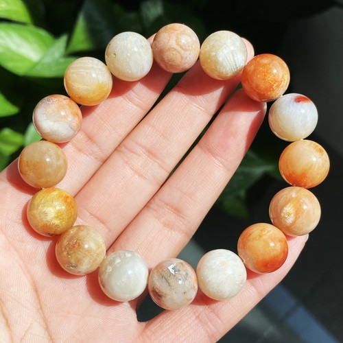 13 mm Natürliche Orange Jade Koralle Quarz Kristall Perlen Armband C1091 - Bild 2 von 10
