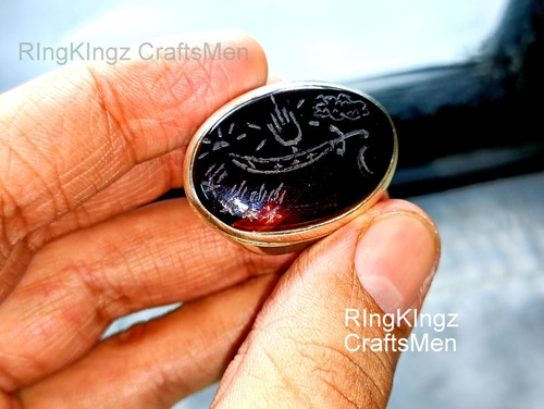 Anello Aqeeq naturale pietra akik yemenita argento sterling 925 pietra preziosa incisa anello - Foto 11 di 11