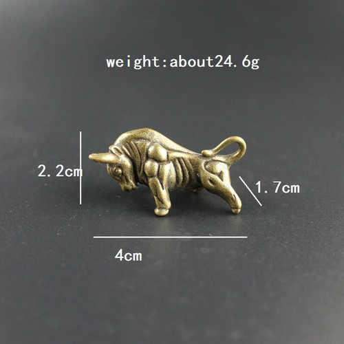 Pure Copper Vintage Brass Wall Street Bull Keychain Pendant - Picture 7 of 7