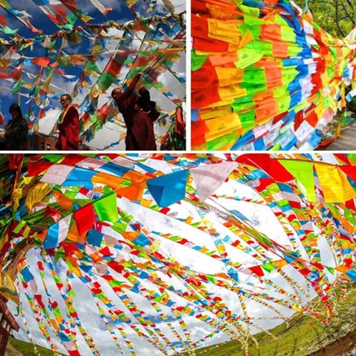 Banderas de oración budista tibetana meditación al aire libre tradicional 11x9 pulgadas 30 piezas - Imagen 6 de 16