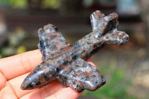 4'' Natural Yooperlite Carved Airplane Reiki Crystal Airplane Heal Decor gift 1x - Picture 2 of 8