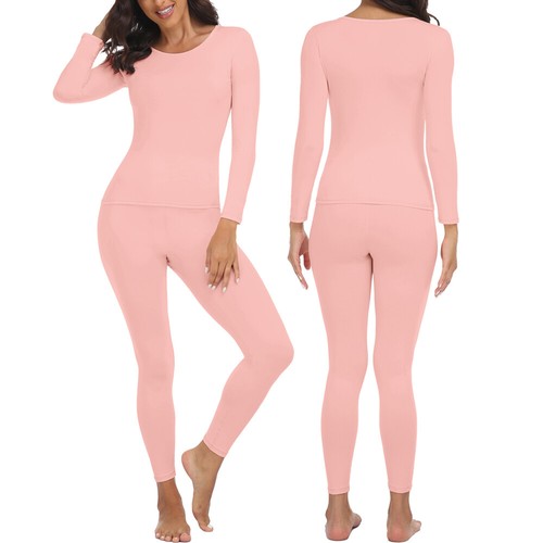 Women Ultra Soft Fleece Lined Thermal Top & Bottom Base Layer Underwear Set 2PCS - Picture 28 of 35