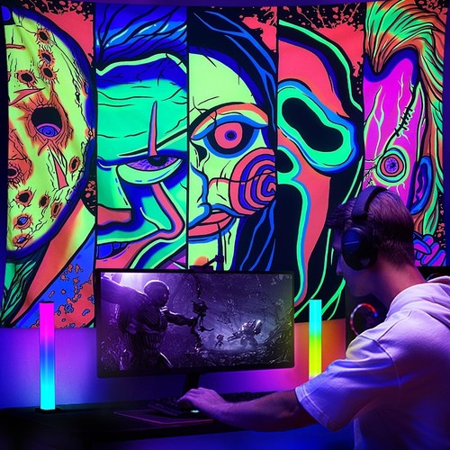Black Light Tapestry - UV Reactive Glow in The Dark, 29” x 37”, Home Decor - Picture 2 of 6