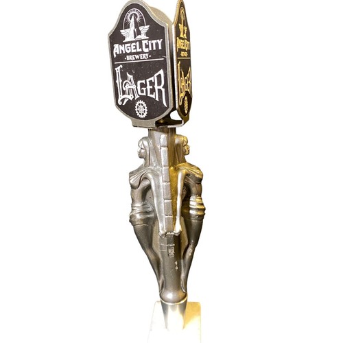 Angel City Lager Silver Angels Beer Tap Handle Metal 3 Sided Keg Bar Kegerator - Picture 5 of 6