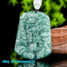 Burmese Jadeite Landscape Pendant Jewelry Jade Natural Necklace Blue Real
