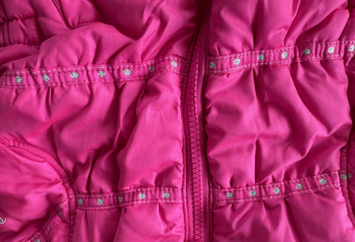Bebé Niñas Talla 12 Meses Abrigo Invierno Rosa Plata Sistema de Protección Capucha Peluda - Imagen 3 de 5