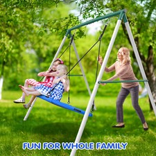 Hapfan 500lb Heavy Duty Metal Swing Set with 50"Saucer Tree Swing for Kids Adult