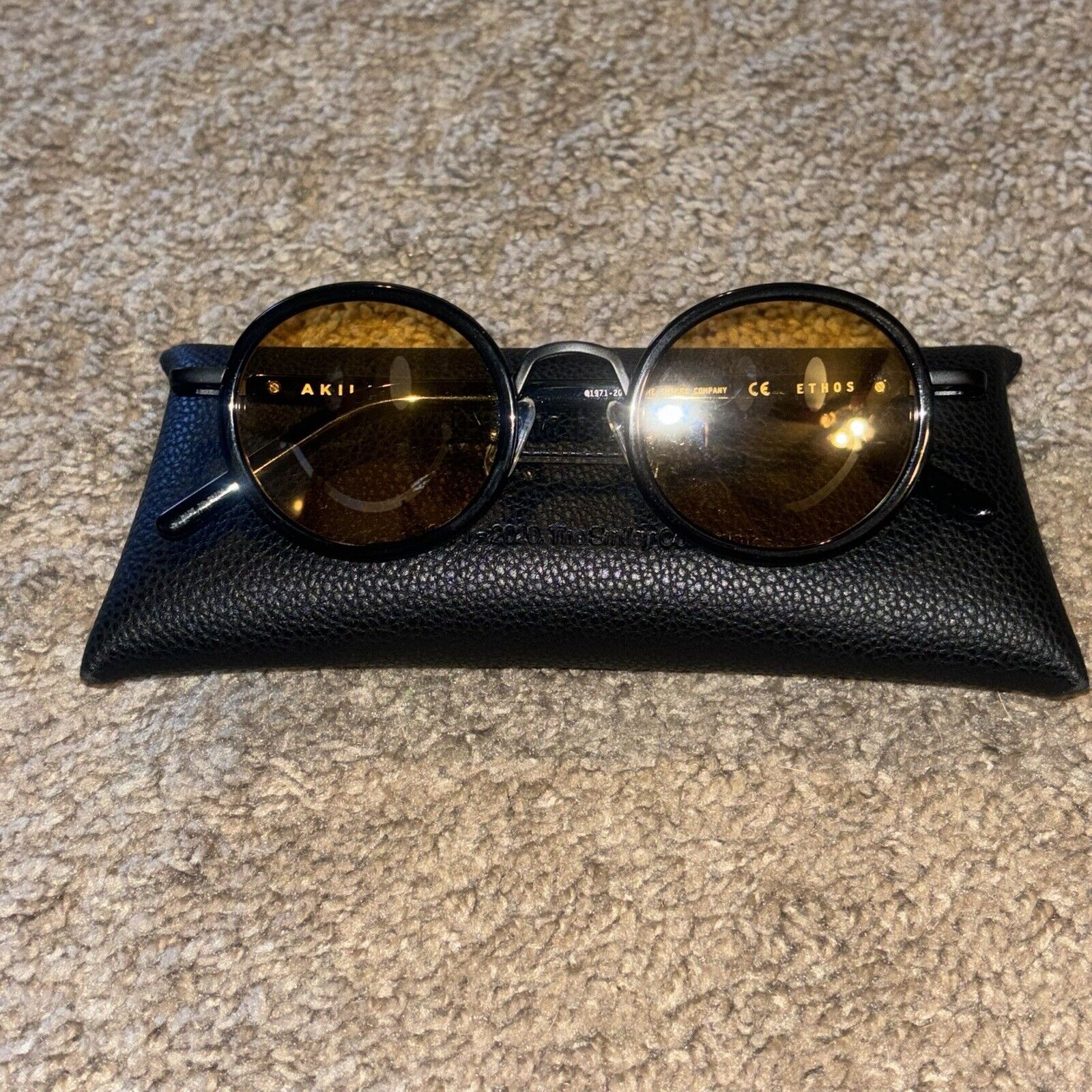 Chinatown Market AKILA Smiley-Doused Ethos Sunglasses With Case New  $120 Retail