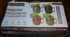 Moscow Mule Mugs Set Color Variety MarketMix Emporium 4x 16oz Mugs...NEW
