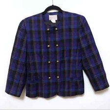 Vintage Pendleton Blazer Plaid tartan blue purple Size 6 Vintage Double Breasted
