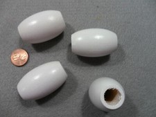 Vintage Large Macrame White Oval Wood Beads