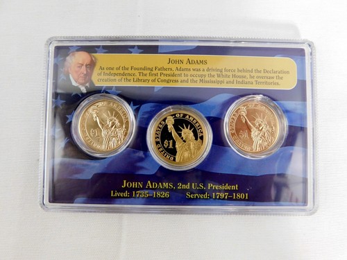 2007 John Adams Presidential Dollar 3 Coin Set First Day of Issue - Bild 2 von 2