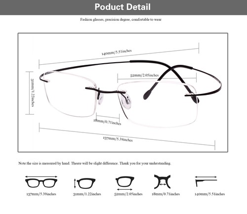 Lentes transparentes con marco de gafas flexibles ópticas sin montura de titanio puro de lujo - Imagen 5 de 31