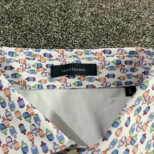 Turtleson Amateur Players Golf Mens Polo Popsicle Print While Size L New - Picture 4 of 10