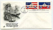 C89-90  25c + 31c Plane and Globe, horizontal cmb on 25c ArtCraft FDC