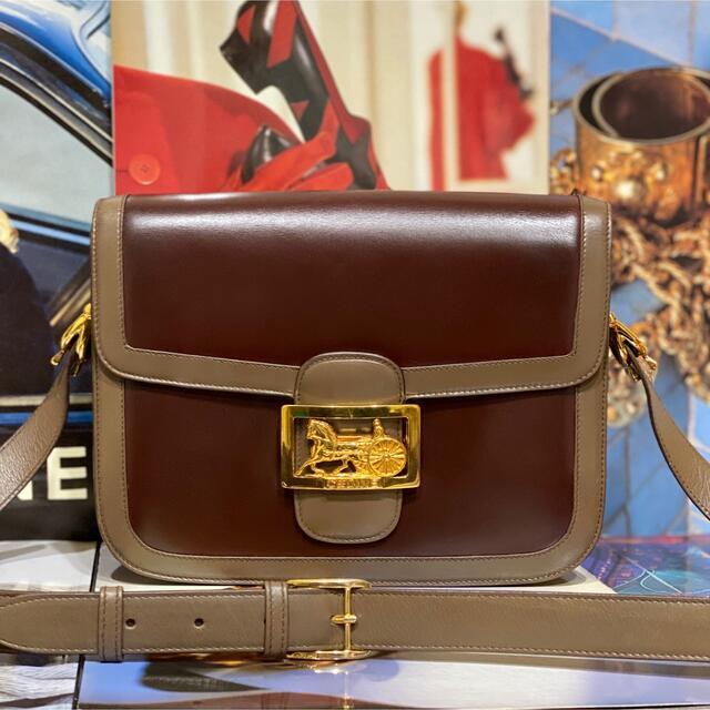 Vintage Old Celine Bicolor Shoulder Bag Women Very Rare Color Very