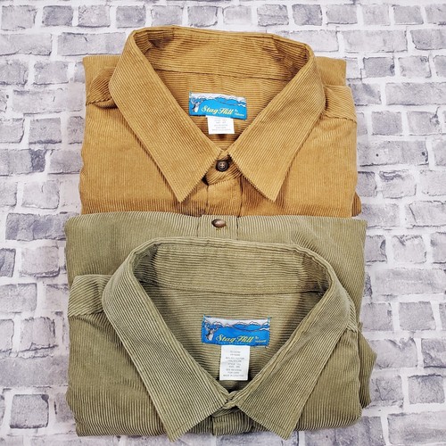 Vintage Haband Stag Hill Cord Knopf Shirt Menge Langarm Jagd Lodge Tasche