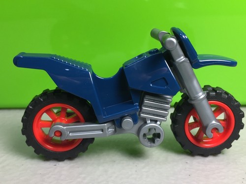 LEGO Dirt Bike / Moto NUOVA Blu Scuro con Cerchi Rossi Telaio Argento - Città - Foto 5 di 8