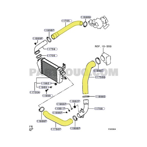 Hot Side & Cold Side Intercooler Hoses For Mitsubishi Triton MN 4D56 2.5L 4WD - Picture 7 of 7