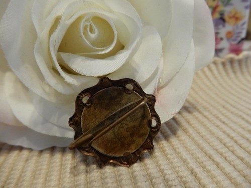 Blessed Mother Mary w/Child Antique Vintage Bronze/Copper Brooch ~ RARE! - 第 4/7 張圖片