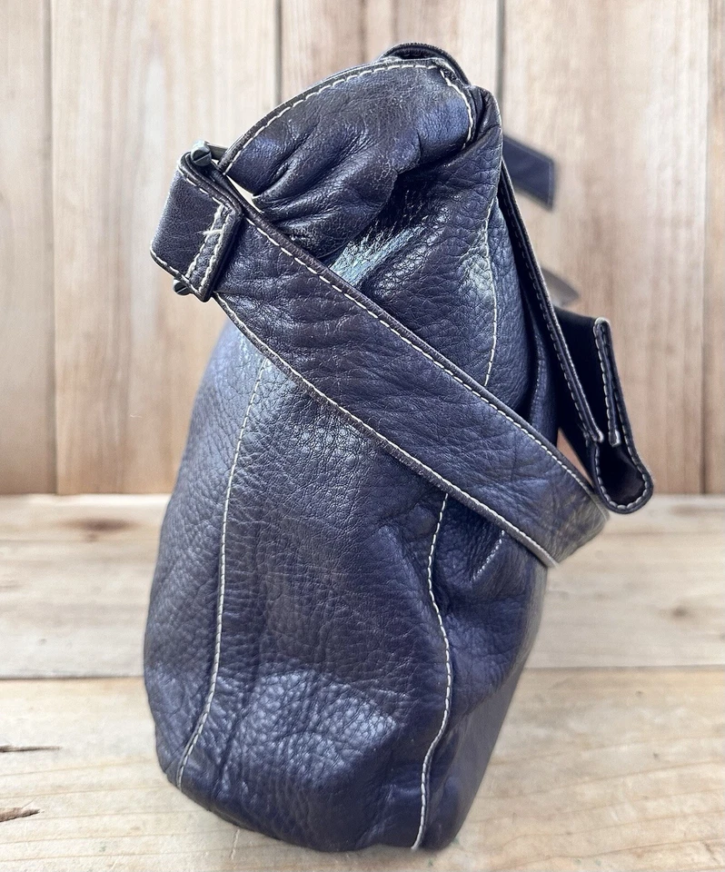 Freestyle by David Leather Purse Shoulder Bag Italian Brown Fold Over BOHO - Image 4 of 4