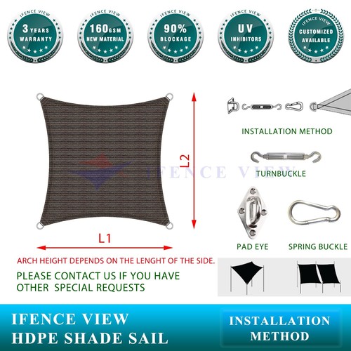 Ifenceview Brown 12'x12'-12'x48' Rectangle Sun Shade Sail Patio Canopy Awning - Picture 4 of 6