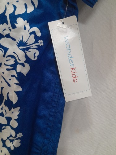 NWT Baby Toddler Boy 18M Wonder Kids Blue & White Hawaiian Shirt Short Sleeve - Picture 4 of 9