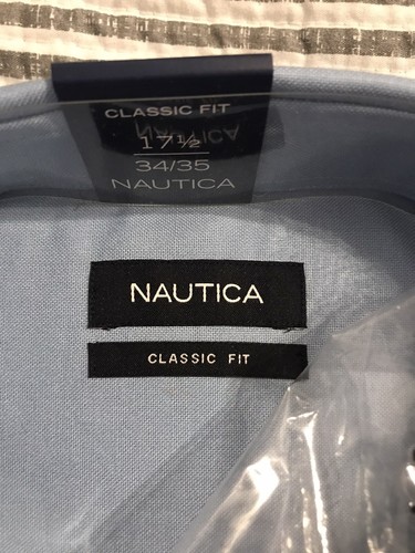 Camicia uomo manica lunga blu nautica nuova con etichetta 100% cotone taglia 17,5 x 34/35 - Foto 4 di 11