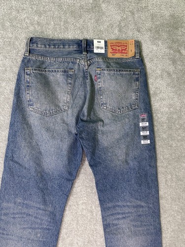 Levis 501 Original Mens 33x32 Light Blue Button Fly Straight Leg Jeans - Picture 6 of 11