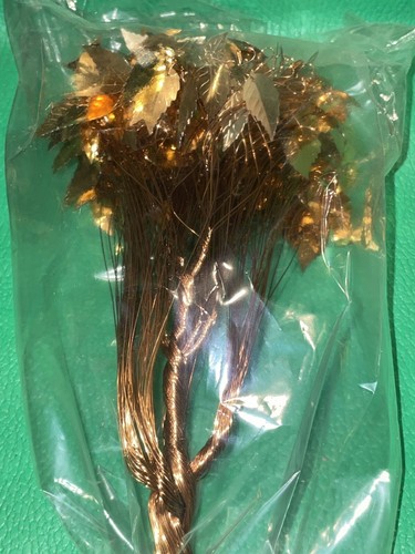 Vintage funkelnder Traum BAUM des Lebens Blattgold verdrehter Draht Kunst Skulptur MCM - Bild 5 von 11