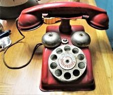 Vintage 1940s Gong Bell Pressed Steel Speedphone Toy Telephone