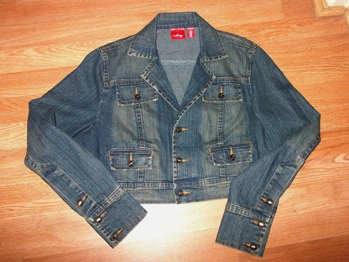 Latina Life Cropped Jacket Denim Cotton Spandex Polyester Youth Girls sz L CUTE!