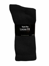 Diabetic Socks CREW 6 PAIR Sz 10-13 Black Healthy Circulation Loose Fit Heel Toe