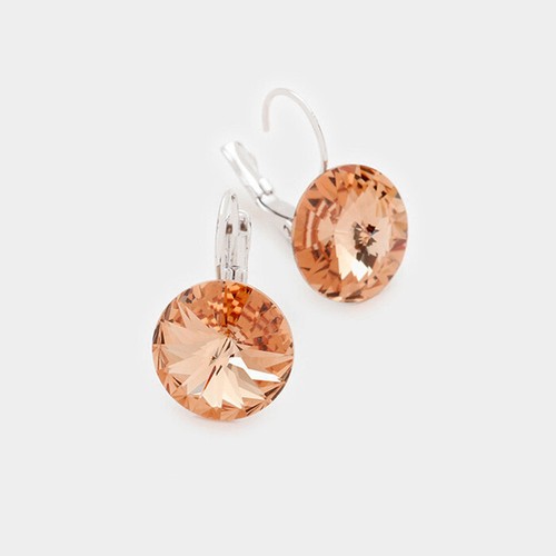 AUSTRIAN CRYSTAL 11MM HELIOTROPE & LT. PEACH LEVER BACK EARRINGS - 2 FOR ONE - Picture 5 of 6