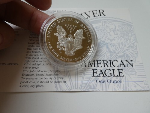 USA American Eagle 1994 One Ounce Silver Proof Coin P Mint Mark, Box, Case, COA - Picture 4 of 7