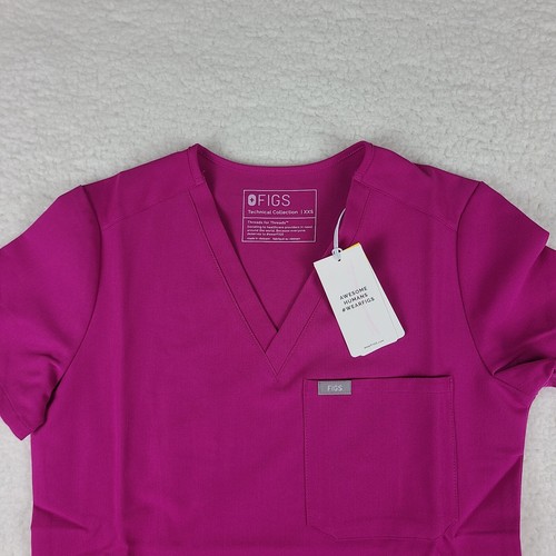 FIGS Catarina One Pocket Scrub Top Womens XXS Pink RSB Short Sleeve NWT NEW - Picture 2 of 11