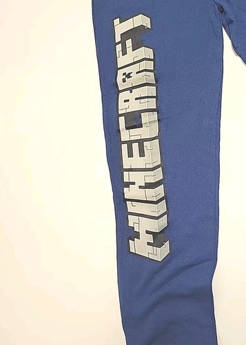 Boys Minecraft Large Sweatpants Joggers Video Game Logo Blue Elastic Waist Nwt - Picture 3 of 12