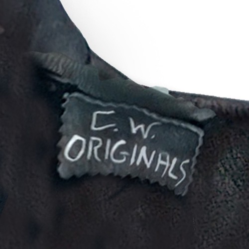 C W ORIGINALS Leather Fringed Soft Leather Shawl Vest Black & White See Photos - Picture 3 of 4