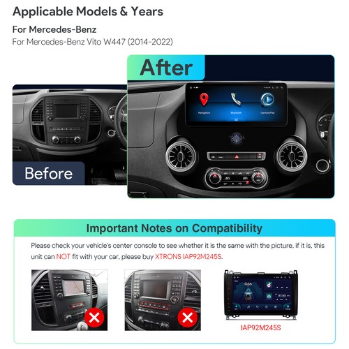 12.3" CarPlay Android 14 8Core Car Stereo Radio GPS For Benz Vito W447 2014-2022 - Picture 10 of 18